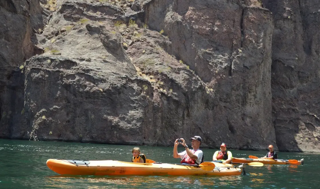 Family kayaking on the Colorado River
