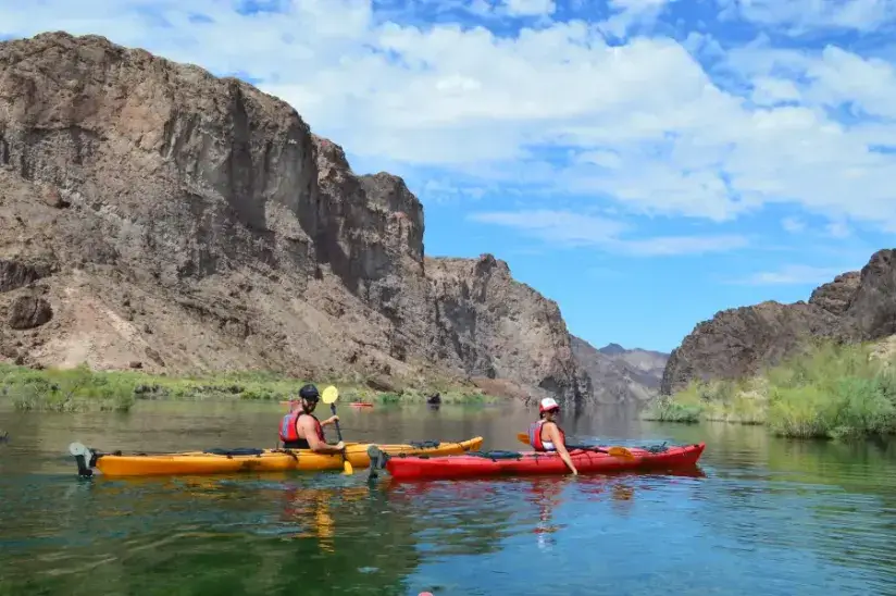 Kayaker paddling on the Colorado River
